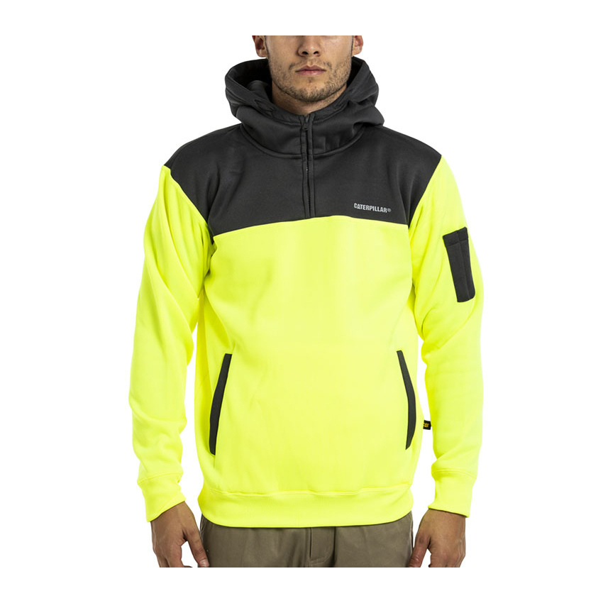 Caterpillar Clothing South Africa - Cat Men's Hi Vis Hoodies Yellow/Grey VU8436095